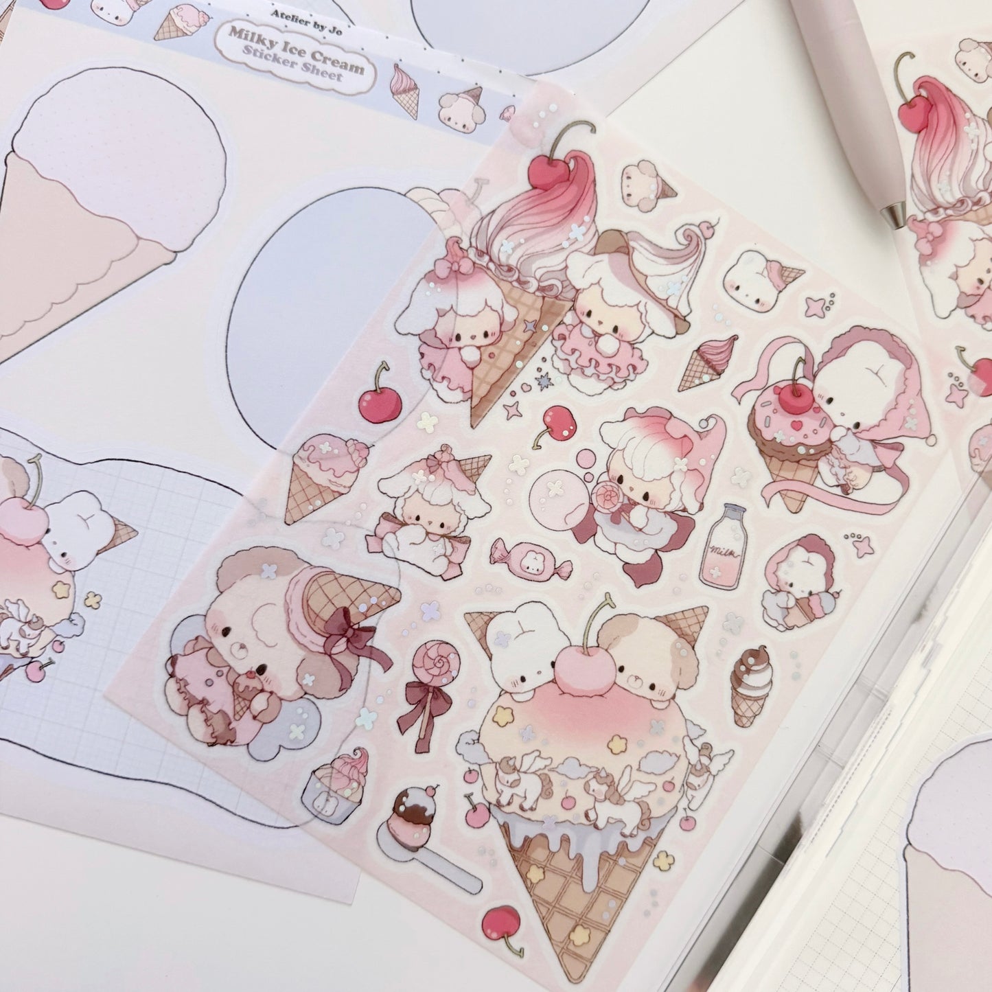 Milky Ice Cream: Large Washi Sticker Sheet
