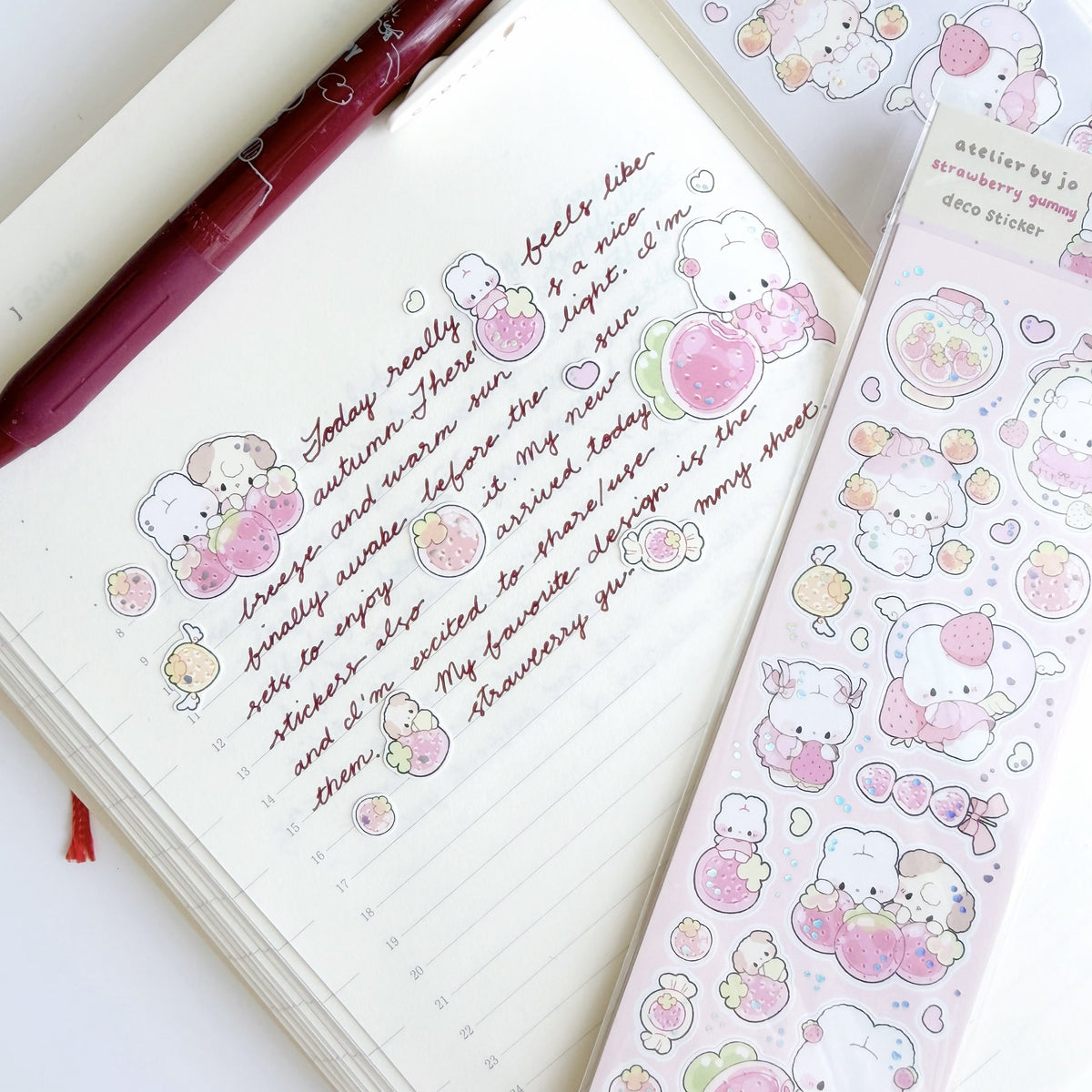 Strawberry Gummy Deco Sticker Sheet