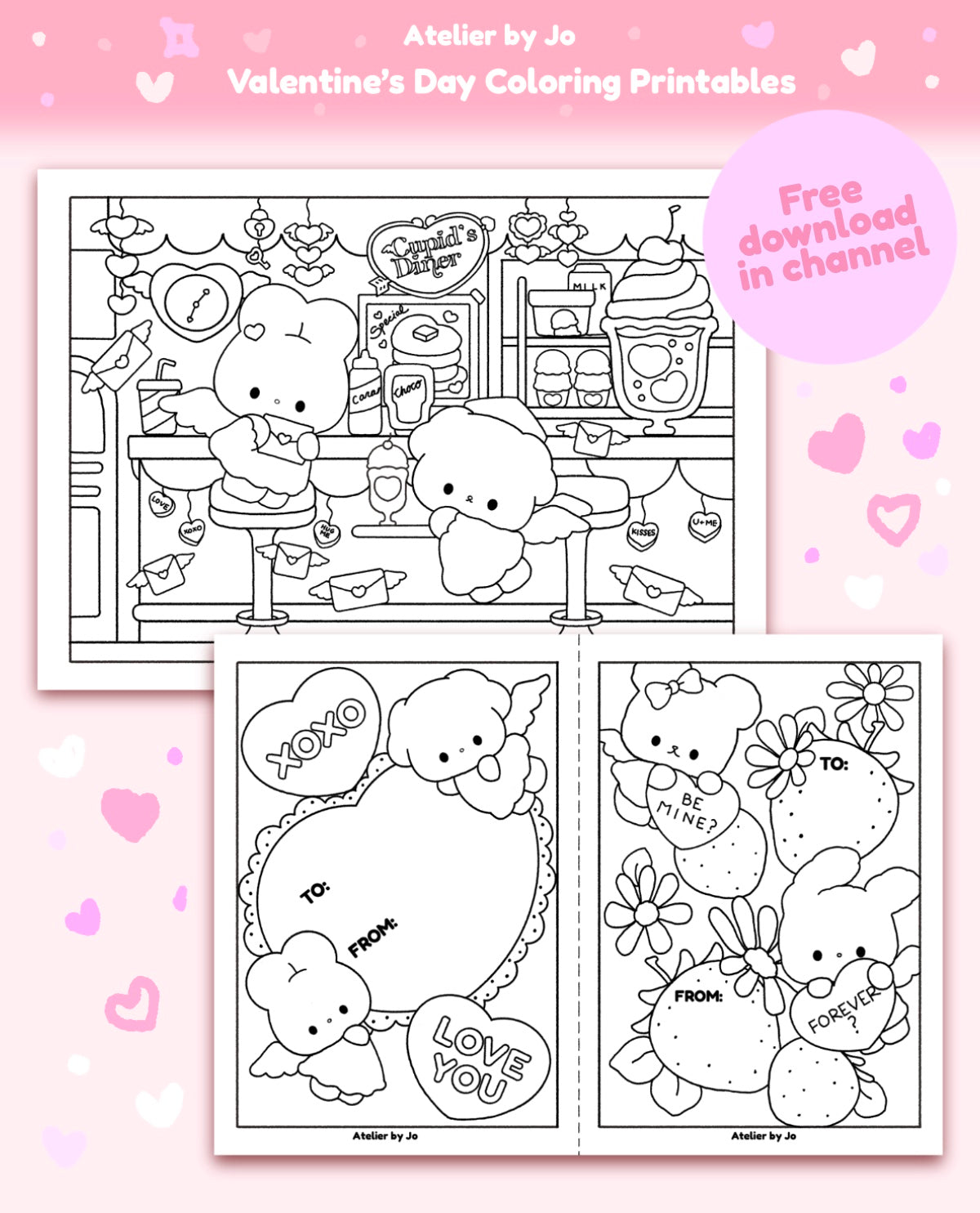 Free Valentine's Digital Coloring Printables!