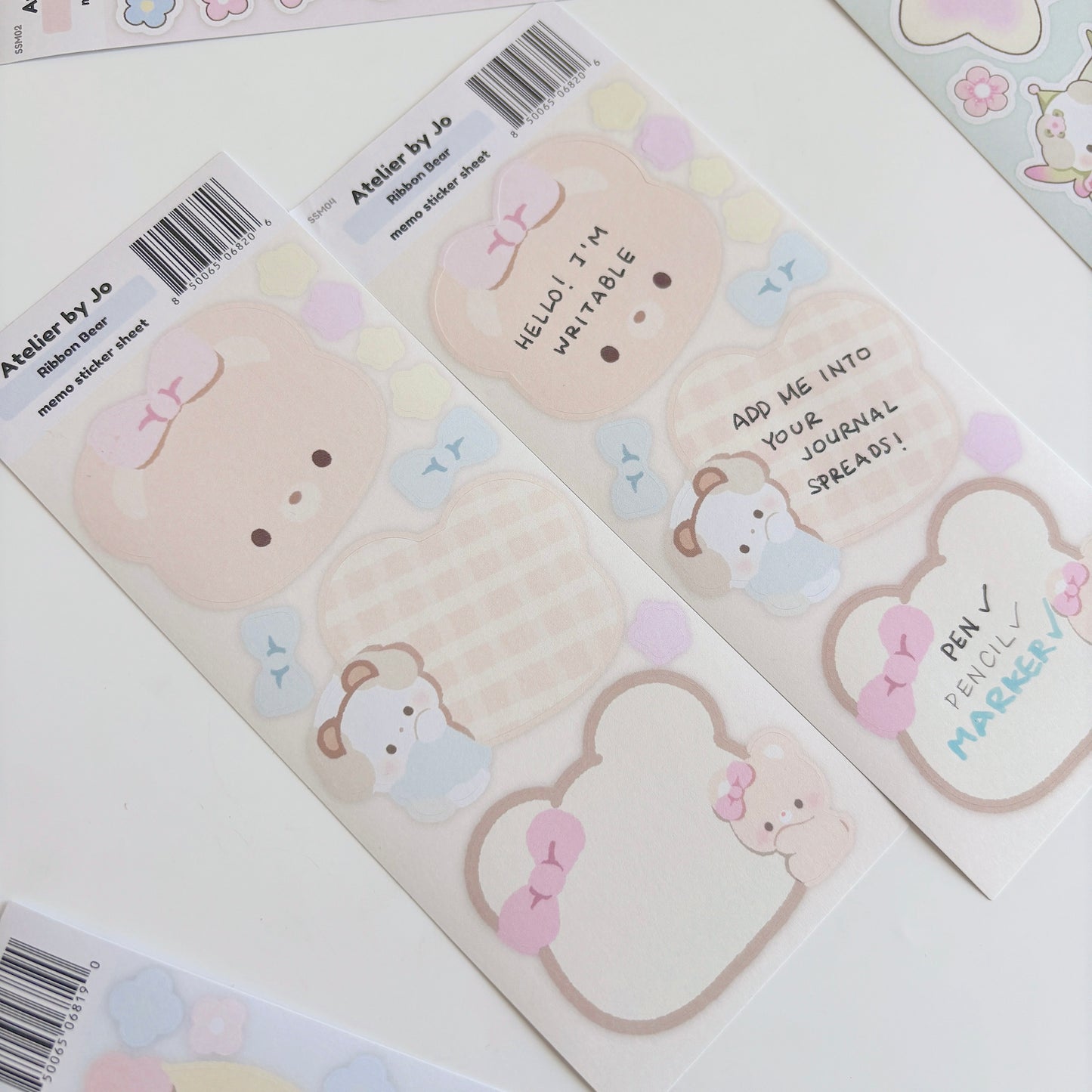 Ribbon Bear Memo Sticker Sheet