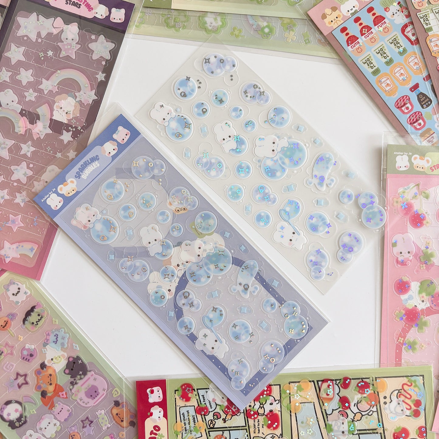 Bubbles Blue Clear Sticker Sheet