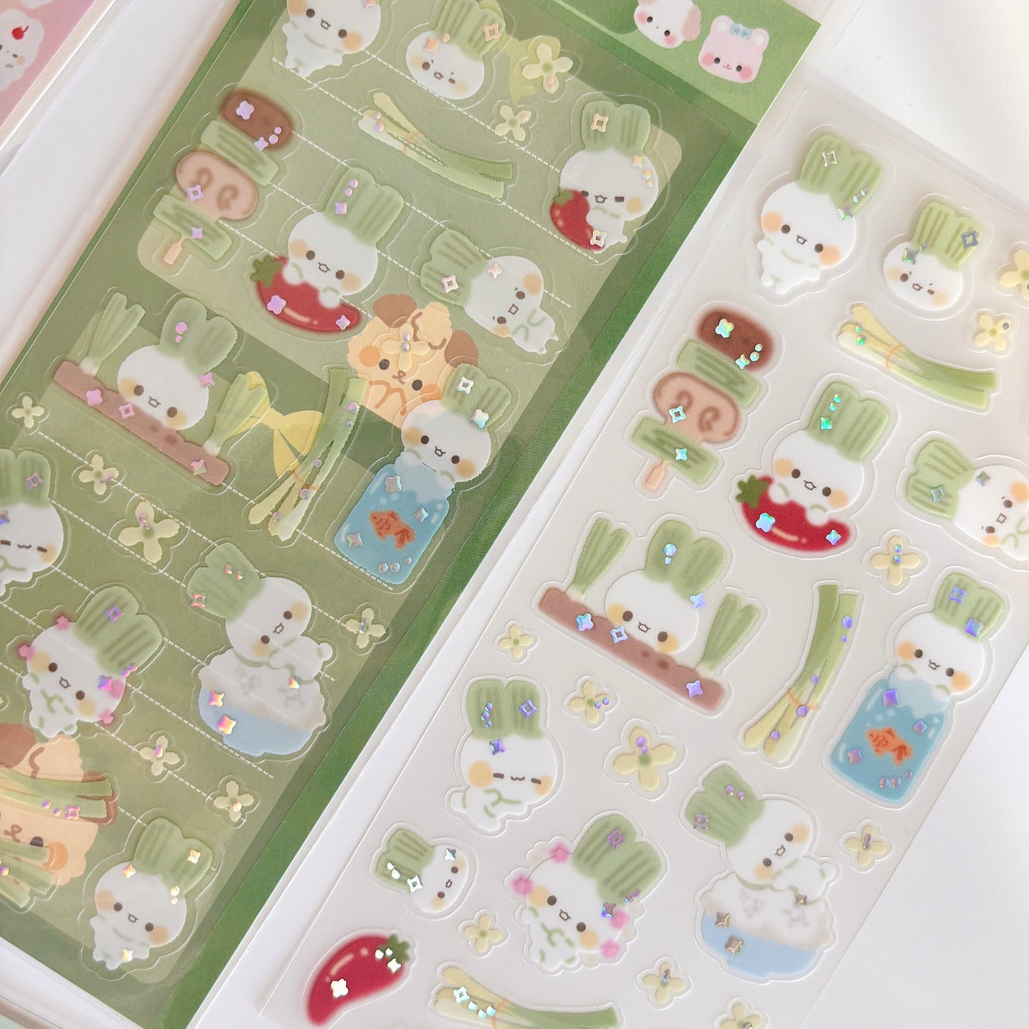 Green Onion Bun Clear Sticker Sheet