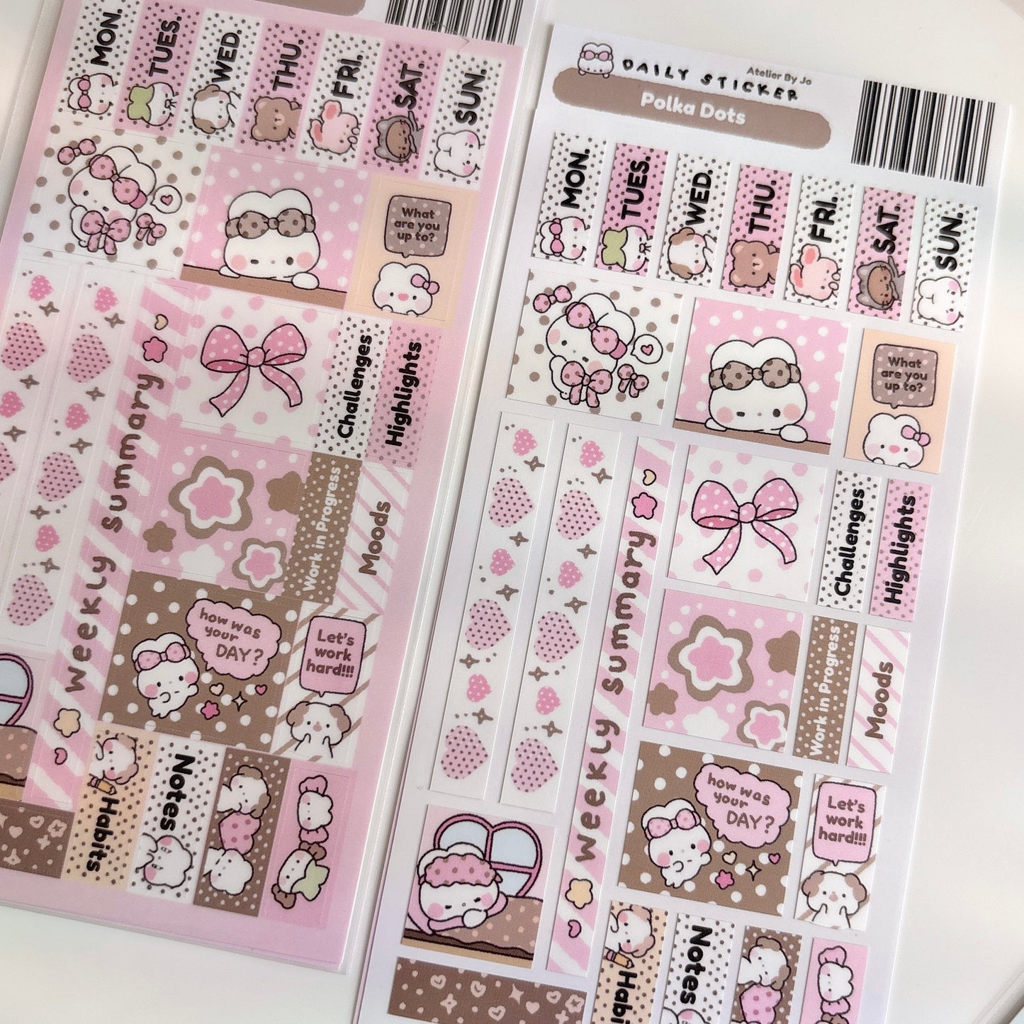 Pink Polka Dots Journaling Sticker Sheet