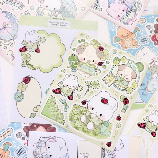 Ladybugs and Clovers: Large Illustrative Sticker Sheet