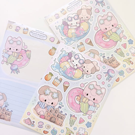 Summer Beachtime: Large Illustrative Sticker Sheet