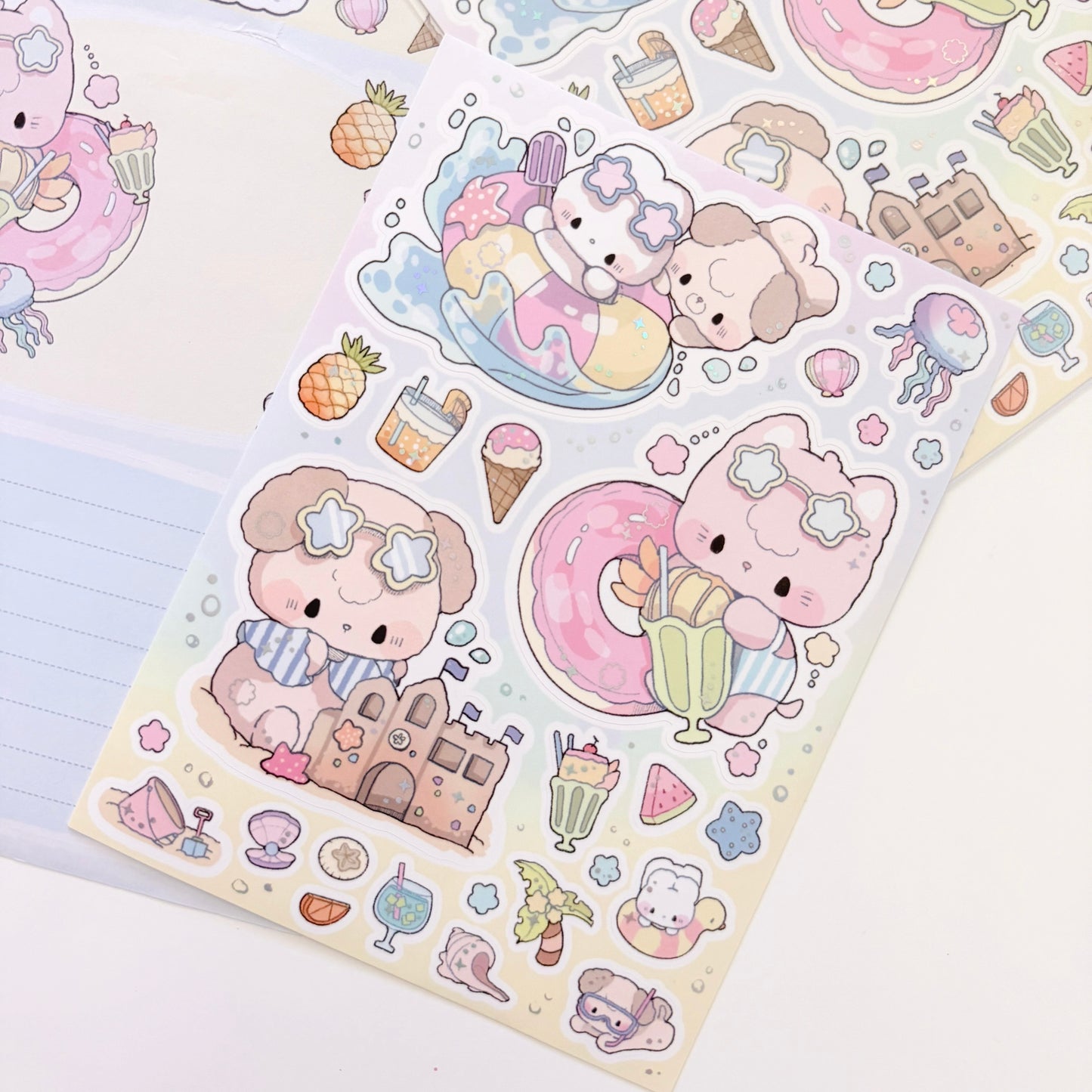 Summer Beachtime: Large Illustrative Sticker Sheet