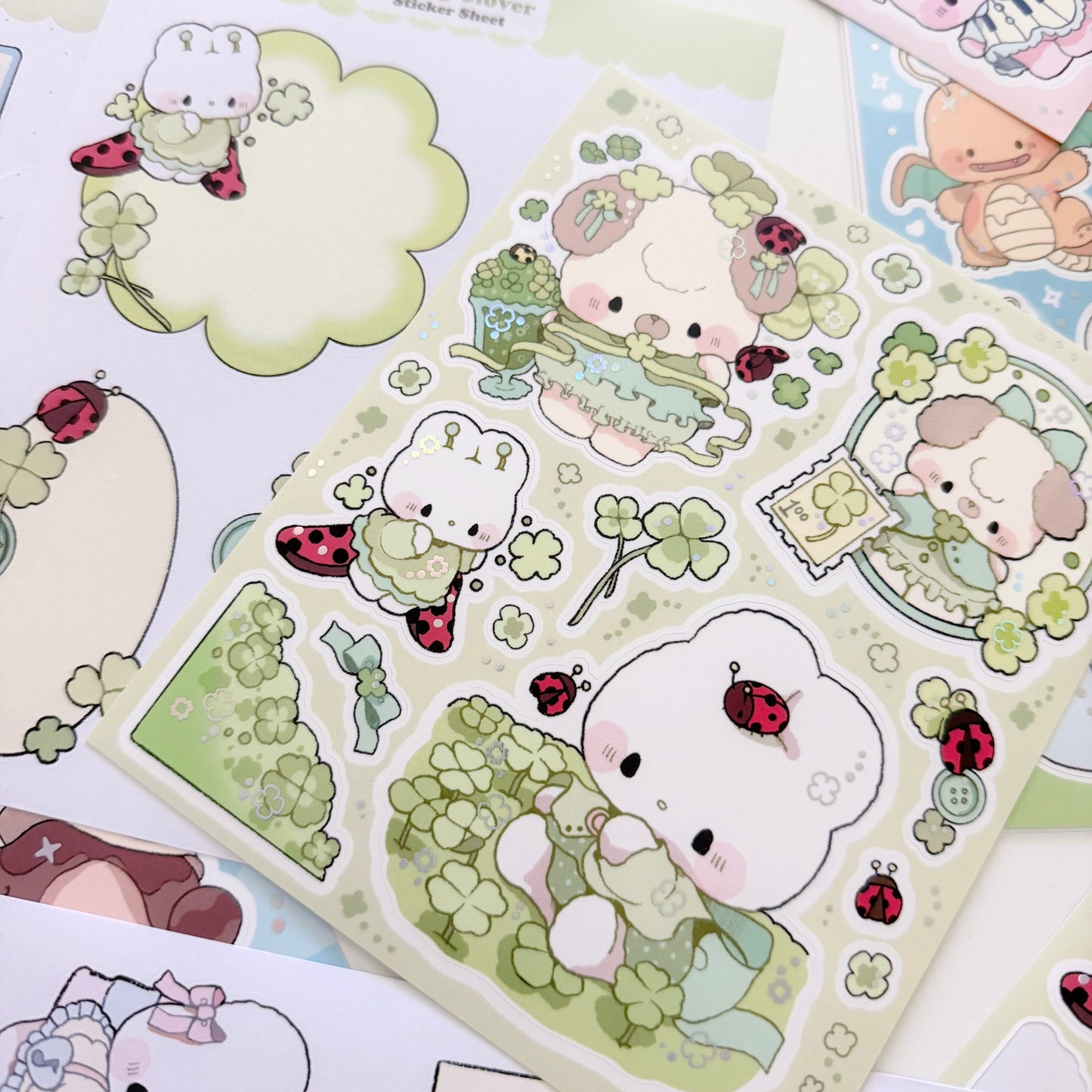 Ladybugs and Clovers: Large Illustrative Sticker Sheet