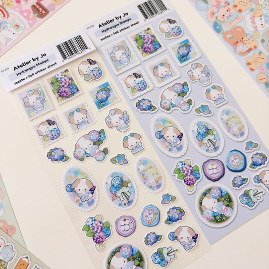 Hydrangea Stamps Sticker Sheet