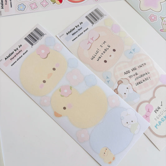 Floral Ducky Memo Sticker Sheet