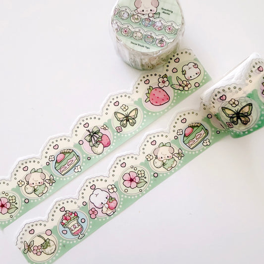 Decorative tape with cartoon characters and illustrations on a white background