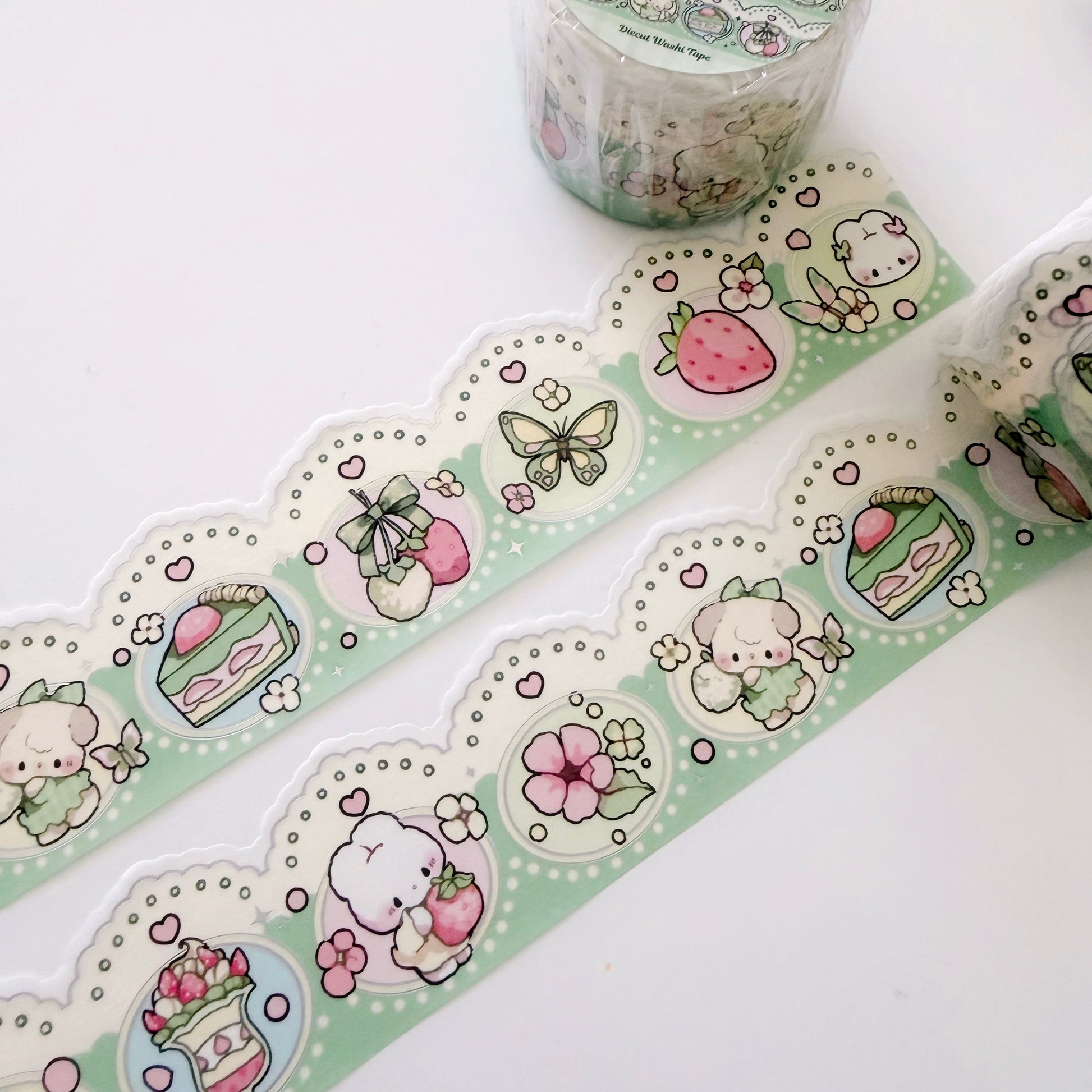 Decorative tape with cartoon characters on a white background