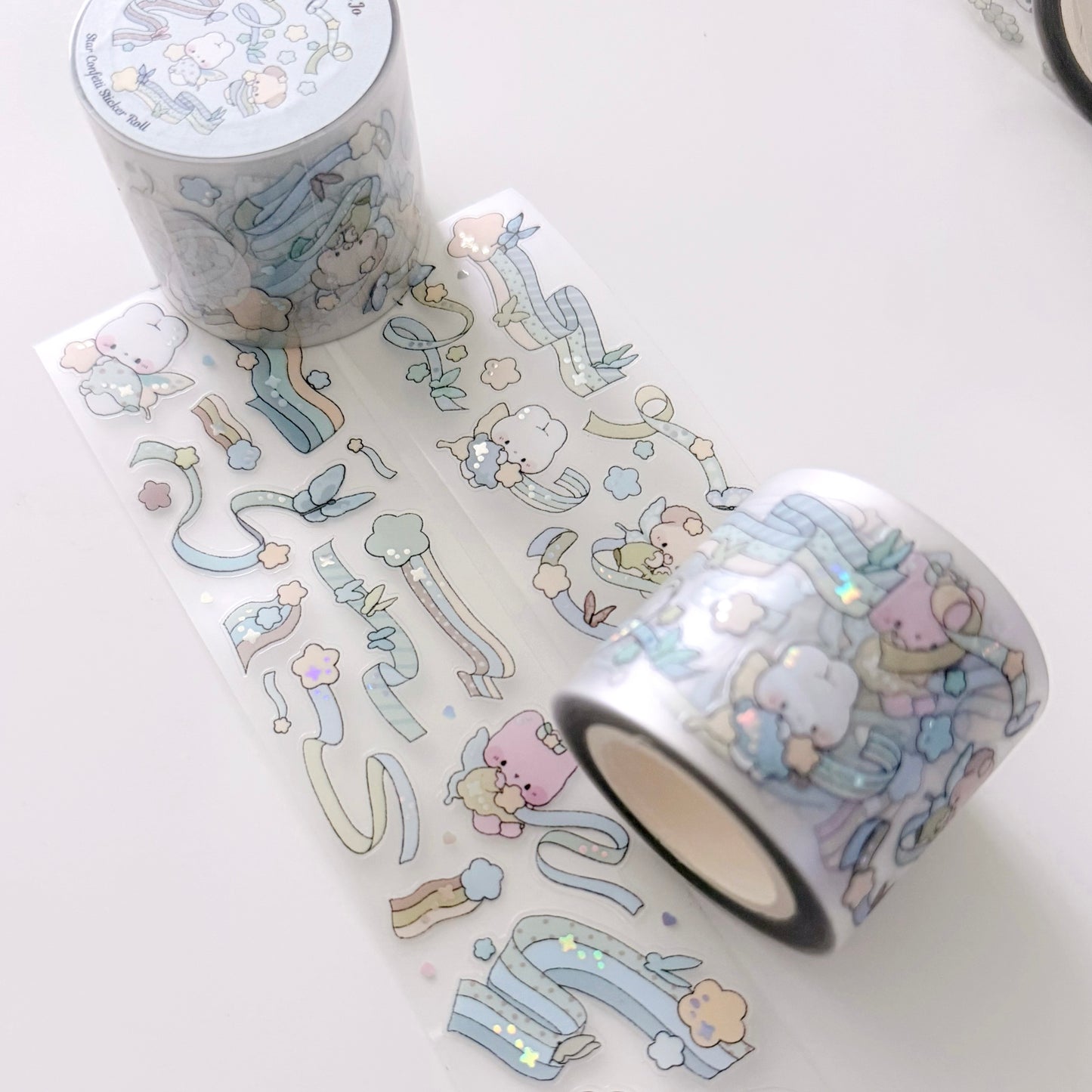 Decorative tape with cartoon designs on a white background