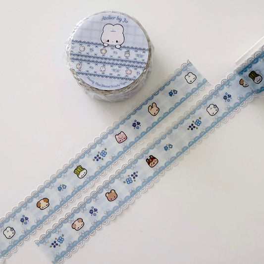 Washi tape with cute character design on a white background
