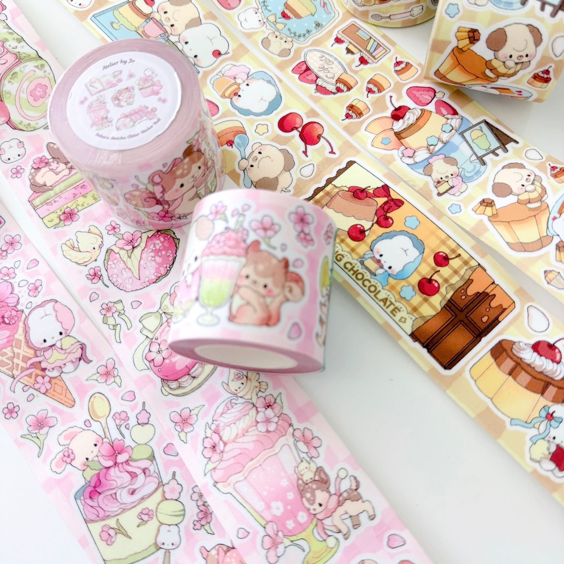 Decorative tape with cartoon characters on a white background