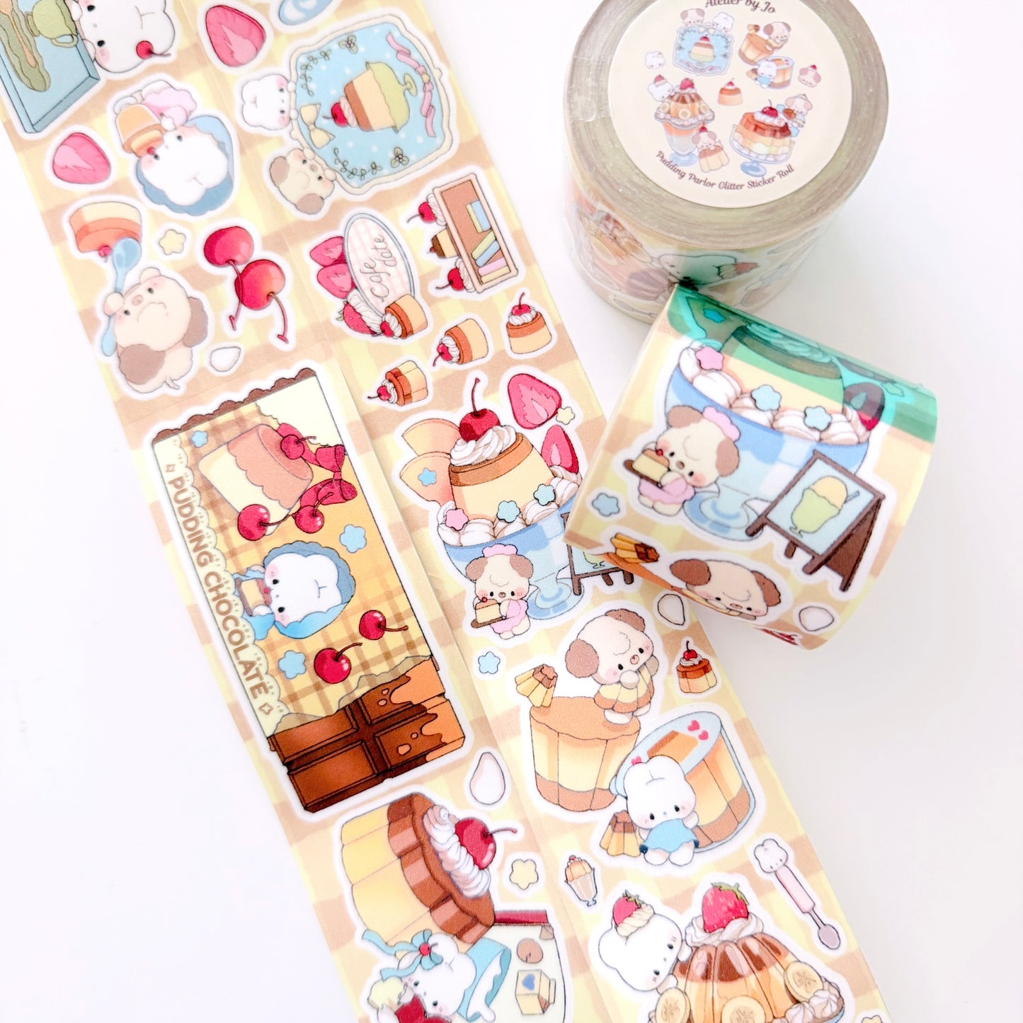 Set of cute cartoon-themed stickers on a white background