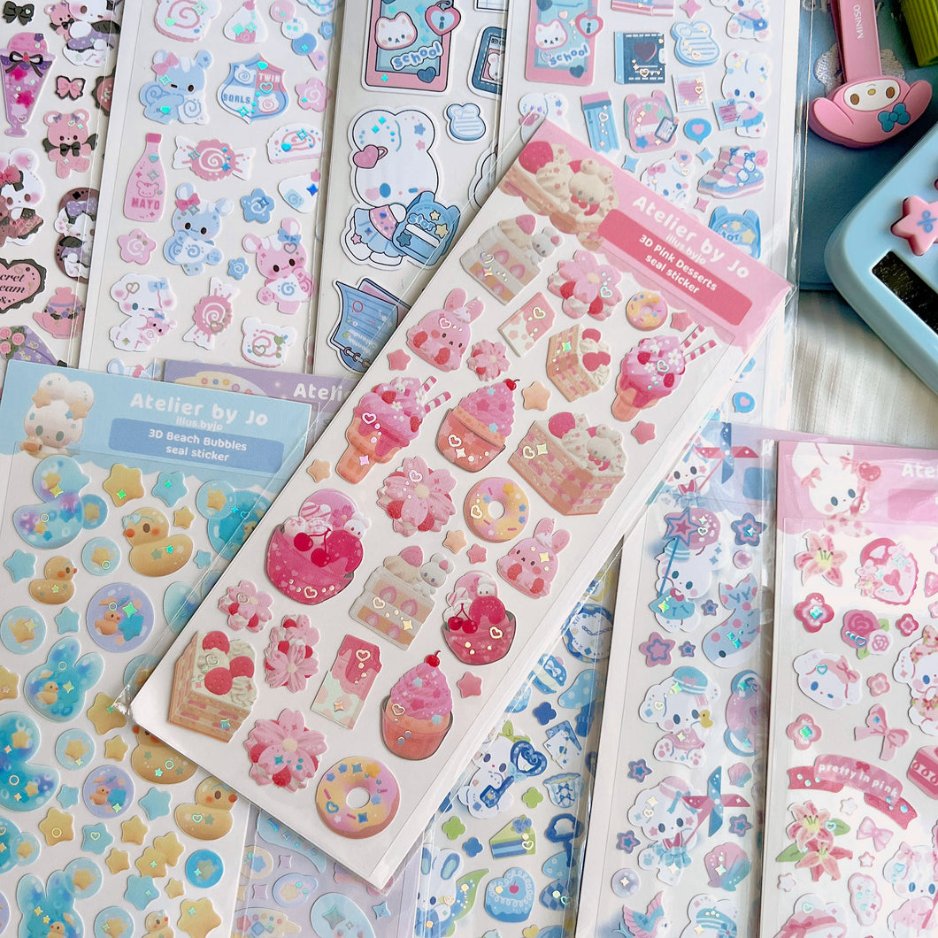 3D Pink Desserts Deco Sticker Sheet