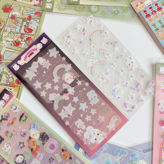 Pink Stars Clear Sticker Sheet