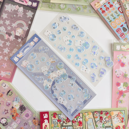 Bubbles Blue Clear Sticker Sheet