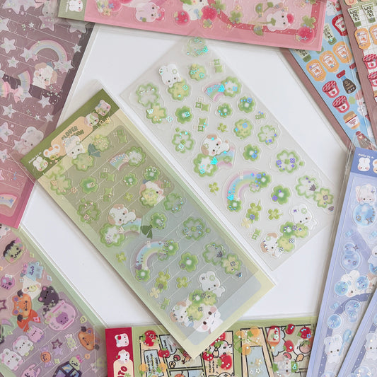 Green Clovers Clear Sticker Sheet