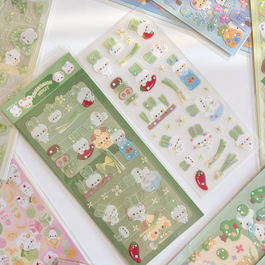 Green Onion Bun Clear Sticker Sheet