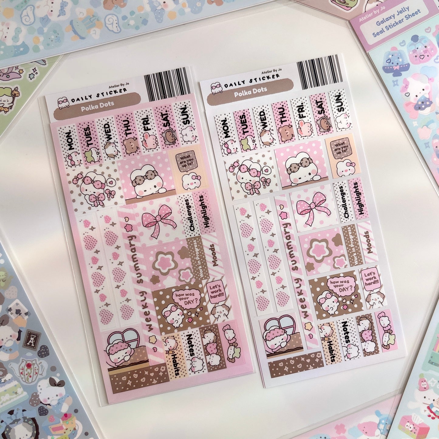 Pink Polka Dots Journaling Sticker Sheet