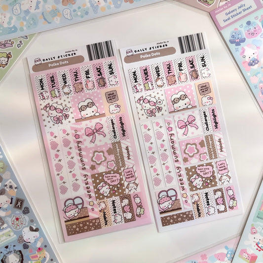 Pink Polka Dots Journaling Sticker Sheet