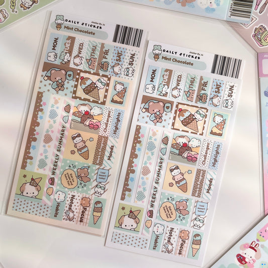 Mint Choco Polka Dots Journaling Sticker Sheet