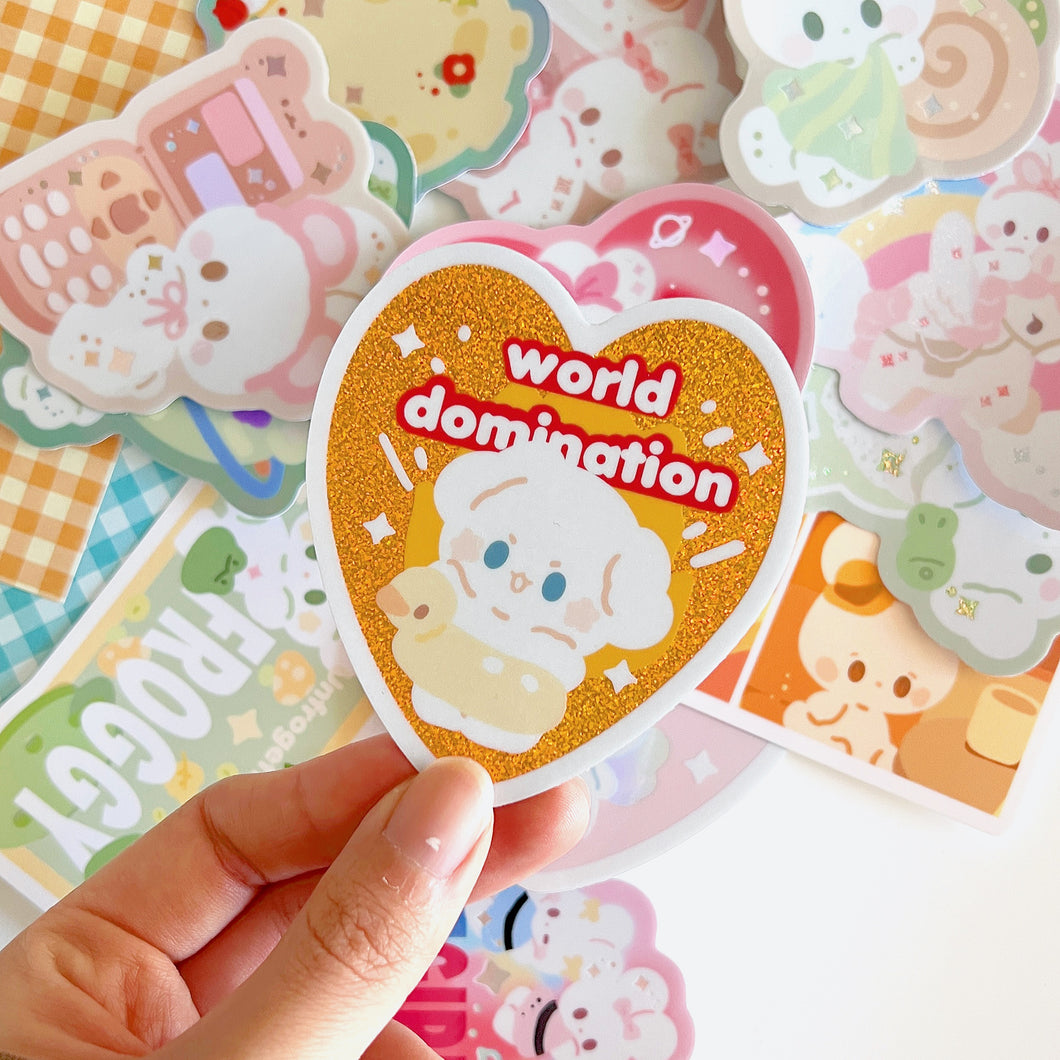 World Domination Puppy Vinyl Sticker