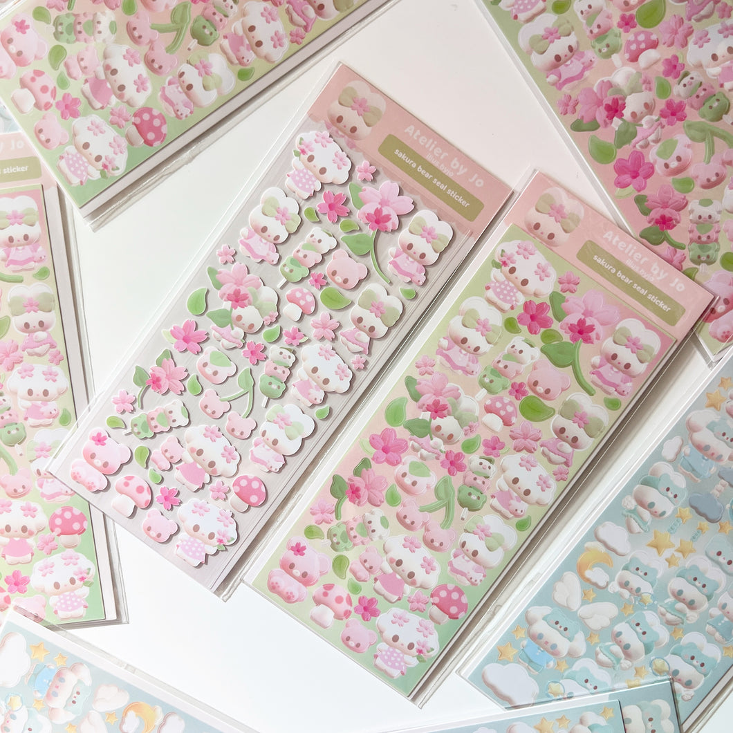 3D Pink Sakura Cherry Blossom Deco Sticker Sheet